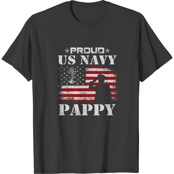 Us Navy Proud Pappy American Flag Veterans Day T-Shirt-image