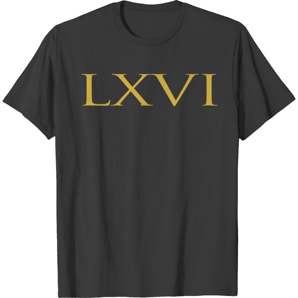 Number 66 Roman Numeral Lxvi Gold T-Shirt-image