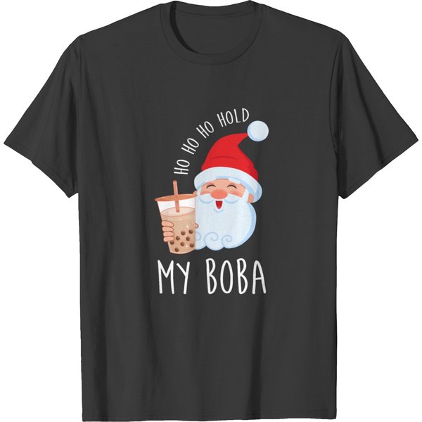 Boba Tea Happy Christmas Cute Kawaii Bubble Milk T-Shirt-image