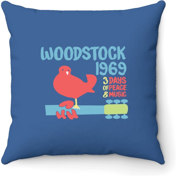 Woodstock Throw Pillows - 60'S, Festival,3 Days Of Peace & Music 1969 Throw Pillows-image