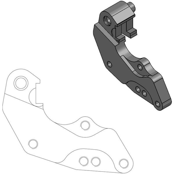211056 - Moto Master Relocation Bracket for Dakar 298mm Front Disk For Yamaha WRF250 2017-2021 Fits Front Left Or Right - Black