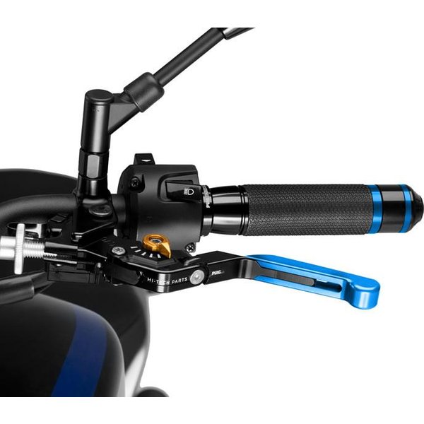 24ANO - Puig Extendable Folding V3 Clutch Lever For Ducati 1098 2007-2008 - Blue Extender With Gold Selector