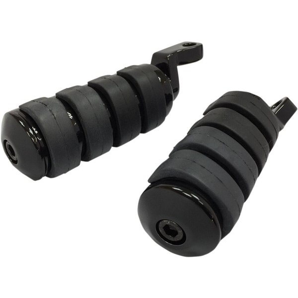 P17-0340ISGB - Drag Specialties Soft Ride Foot Pegs For Harley Davidson FXCW 1584 2008-2009 - Black