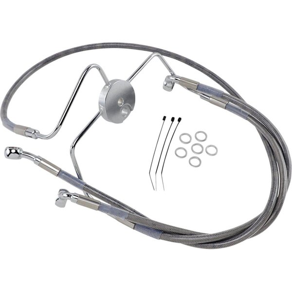 644410-10 - Drag Specialties Extended Length Stainless Steel Brake Hose Kit For Harley Davidson FLHR 1340 1994-1998 Front