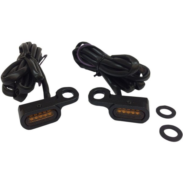 L22-0229MBAENU - Drag Specialties LED Handlebar Marker Lights For Harley Davidson FLHTCU 1690 2014-2016 Black Amber