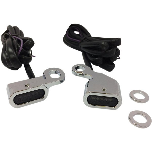 L22-0230CMENU - Drag Specialties LED Handlebar Marker Lights For Harley Davidson FLS 1690 2012-2014 Chrome Smoke