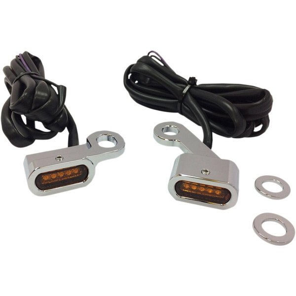 L22-0231CAENU - Drag Specialties LED Handlebar Marker Lights For Harley Davidson XL 1200 C 2014-2020 Chrome Amber