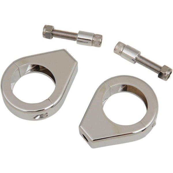 12-6049-39BC114 - Drag Specialties Turn Signal Fork Clamps For Harley Davidson FXD 1450 1999-2001 Front - Chrome