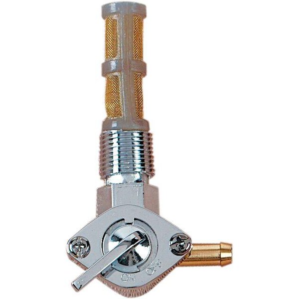 03-0016-BC331 - Drag Specialties 3/8" NPT Fuel Petcock For Harley Davidson XL 900 1957-1959 Backward - Chrome/Gold