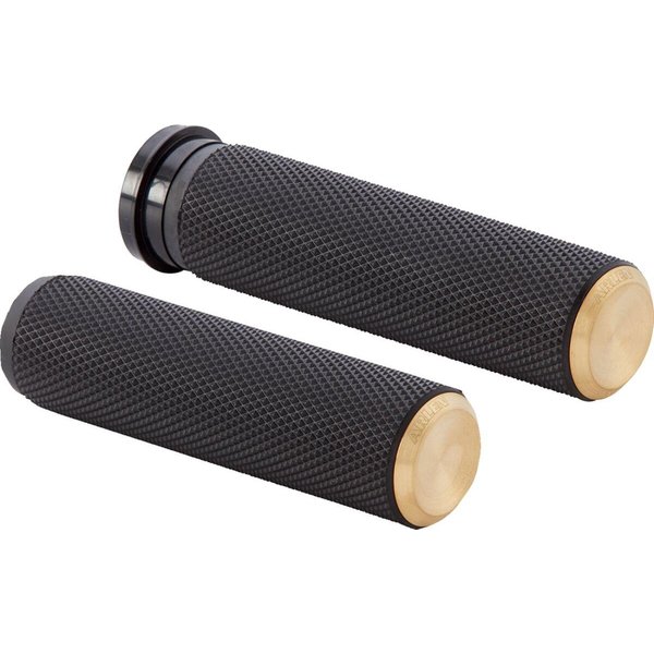 07-334 - Arlen Ness Knurled Grips For Harley Davidson FLDE 1750 2018-2020 - Black/Brass
