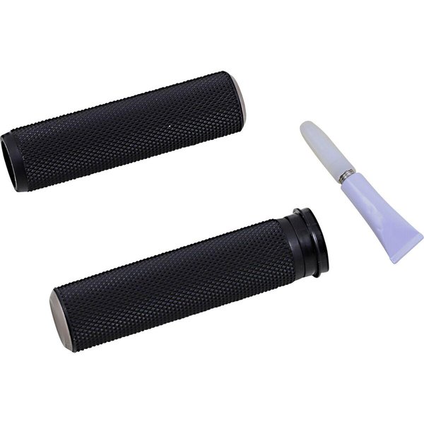 07-348 - Arlen Ness Knurled Grips For Harley Davidson FLD 1690 2012-2013 - Black/Titanium