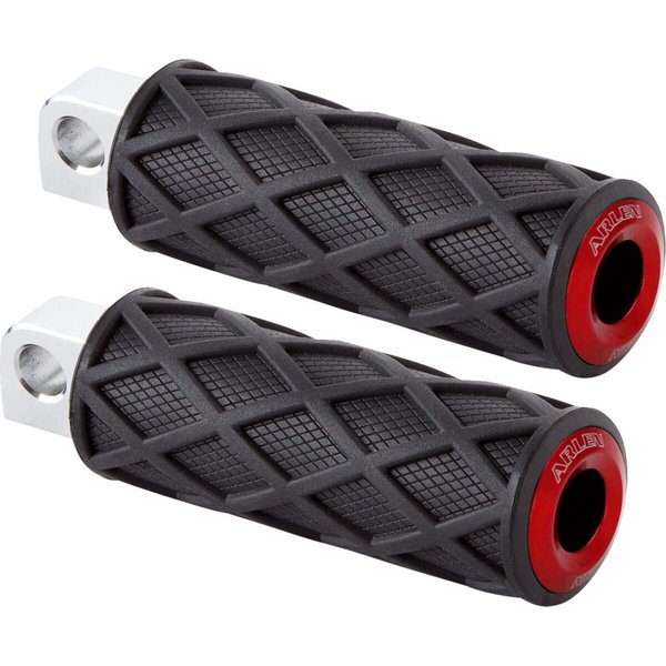400-056 - Arlen Ness Diamond Rider Foot Pegs For Harley Davidson FLD 1690 2012-2013 - Black/Red