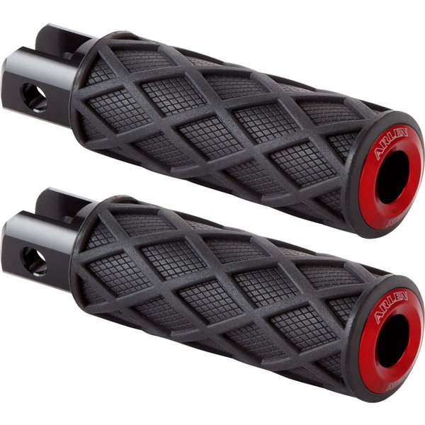 400-058 - Arlen Ness Diamond Rider Foot Pegs For Harley Davidson FLSB 1750 2018-2024 - Black/Red