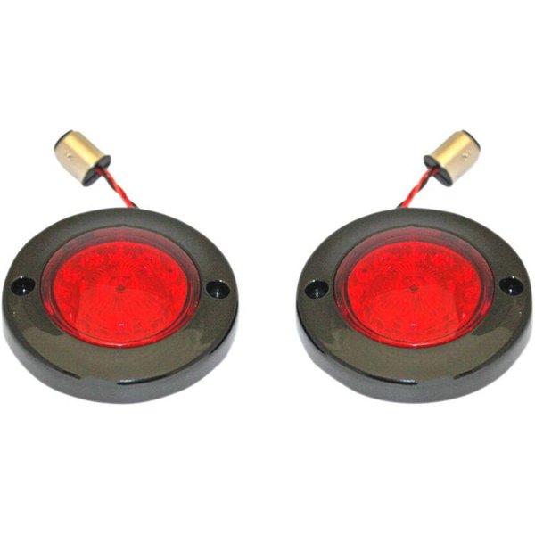 PB-FB-R-1156BR - Custom Dynamics ProBeam Flat Bezel Rear LED Turn Signals For Harley Davidson FLHR 1340 1994-1998 Black Red
