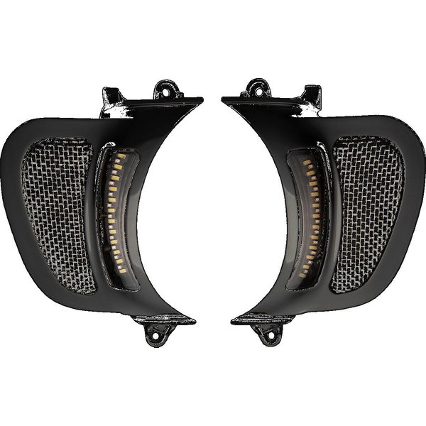 CD-RG-V-AW2-B - Custom Dynamics Genesis 4 Dynamic LED Road Glide Vent Inserts For Harley Davidson FLTRK 1868 2020-2024 Black/Gloss Silver Smoke