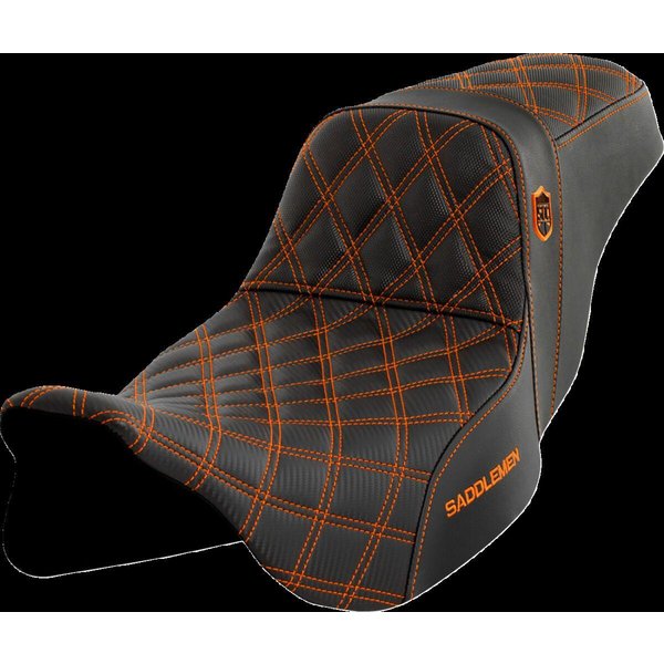 SC80807ORA - Saddlemen Pro Series SDC Performance Grip Carbon Seat For Harley Davidson FLHFB 1868 2023 - Black/Orange