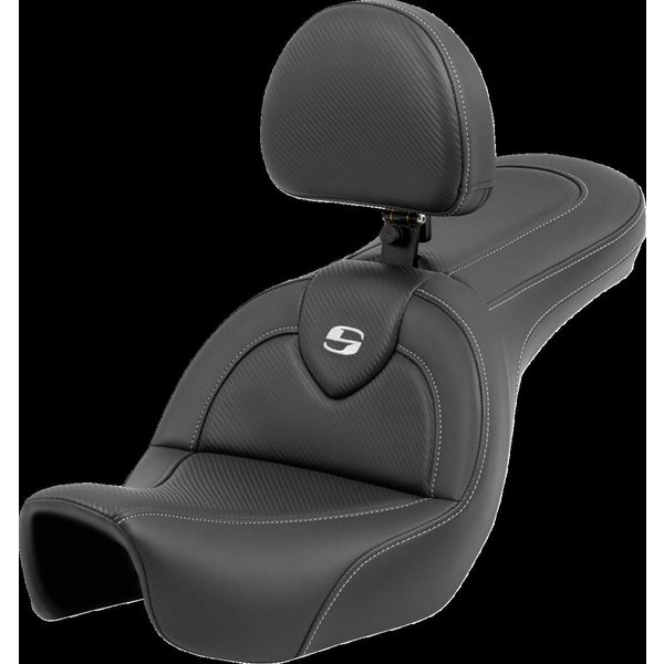 806-04-185BR - Saddlemen Roadsofa Carbon Fibre Seat With Backrest For Harley Davidson FXD 1584 Dyna Super Glide 2007-2010 - Black