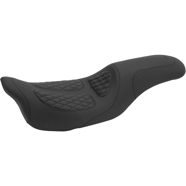 76981 - Mustang Dave Perewitz Signature Series Fastback 2 Up Seat For Harley Davidson FLHR 1584 2008 - Black
