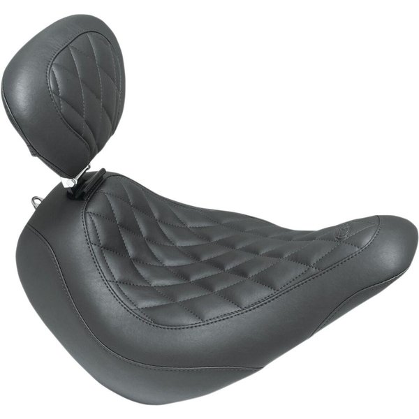 83043 - Mustang Wide Tripper Diamond Seat With Backrest For Harley Davidson FLSB 1750 2018-2021 - Black