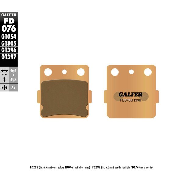 FD076G1396 - FD076G1396 - Galfer HH Sintered Rear Brake Pads - Yamaha YFS200SE 2006