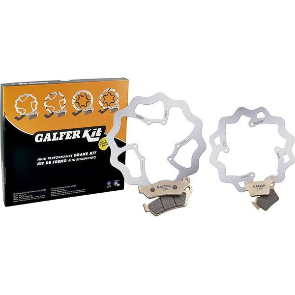 KG082W - Galfer Brake kit OEM Replacement For Red Moto CRF250R 2015-2018 Fits Front Or Rear - Silver/Stainless Steel