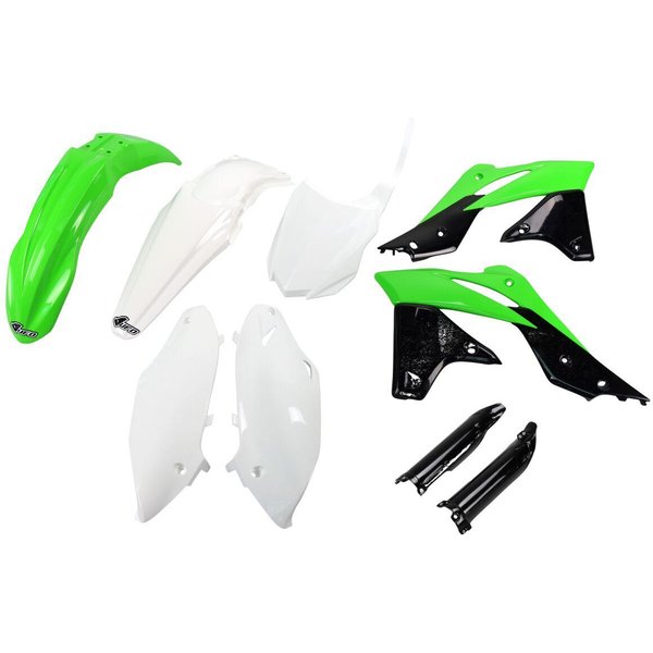 KAKIT221F@999 - UFO Replacement Plastics Kit For Kawasaki KXF250 2013-2016 - Black/Green/White