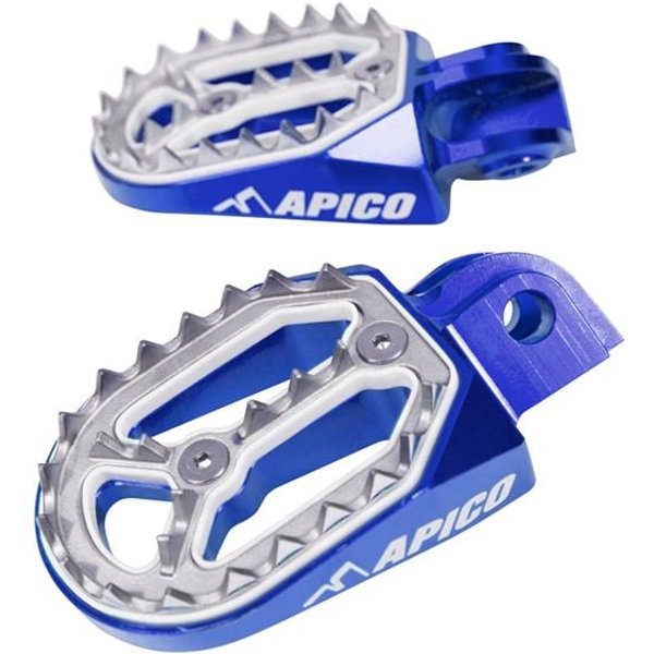 Apico Pro-Bite Foot Pegs - Yamaha YZ65/85 1998-2023, YZ 125/250 1999-2023, Gas Gas EC Models 1997-2017 - Blue