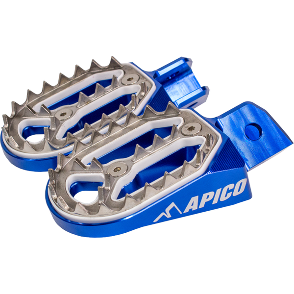 Apico Pro-Bite Foot Pegs - Yamaha PW50 1981-2022, PW80 1983-2006, DT 125/175 1974-75 - Blue