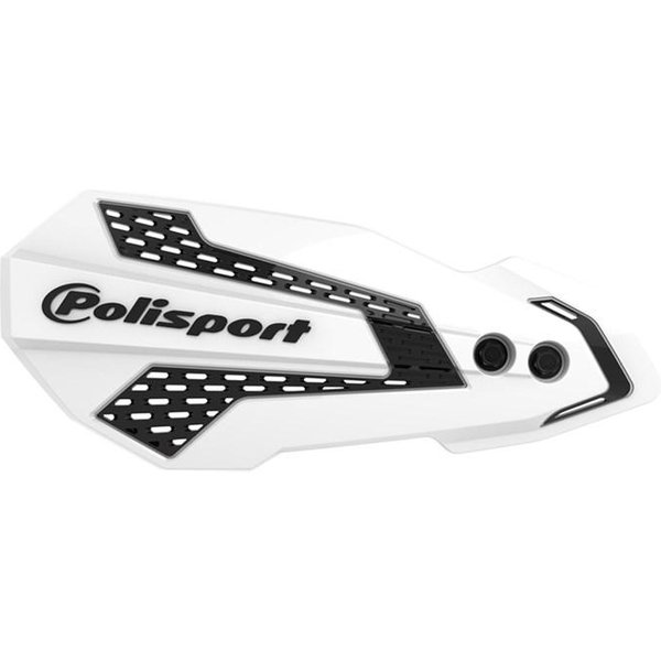 Polisport MX Flo Handguards & Mount Kit - Suzuki RMZ250 2004-23, RMZ450 2007-23, Kawasaki KXF 250/450 2008-18, KX125/250 2007-, Yamaha YZ/YZF 2004-07 - White/ Black