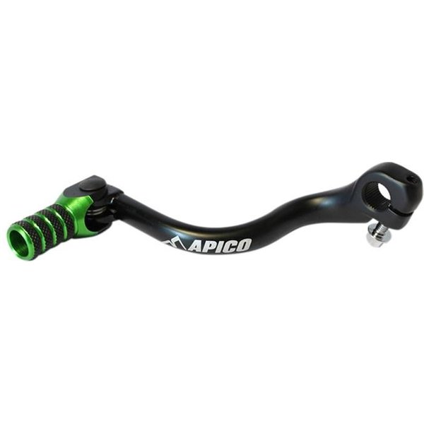 Apico Elite Gear Pedal - Kawasaki KX 125/250 1994-2008, KX500 1994-2004 Black/ Green
