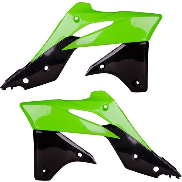 Polisport Radiator Scoops - Kawasaki KXF250 2013-16 - Green/ Black