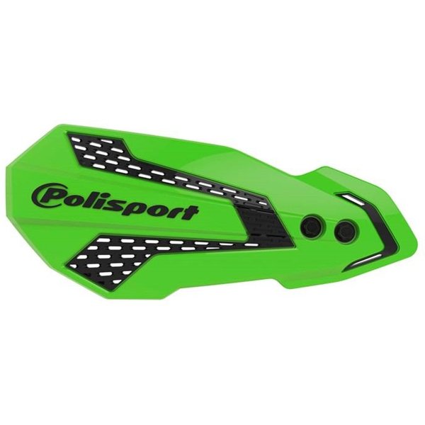 Polisport MX Flo Handguards & Mount Kit - Kawasaki KXF250 2020-23, KXF450 2019-23 - Green/Black