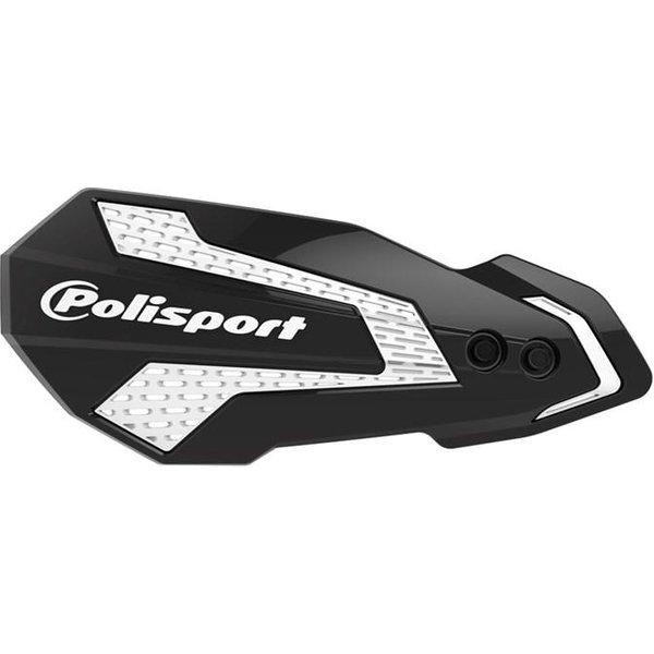 Polisport MX Flo Handguards & Mount Kit - Suzuki RMZ250 2004-23, RMZ450 2007-23, Kawasaki KXF 250/450 2008-18, KX125/250 2007-, Yamaha YZ/YZF 2004-07 - Black/ White