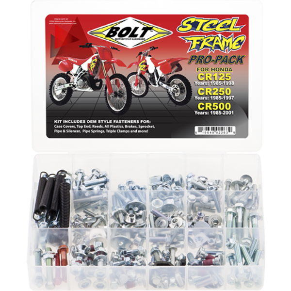 Bolt Hardware Early Steel Frame Pro Pack Fastener Pack - Honda CR 125/250/500 1985-2007