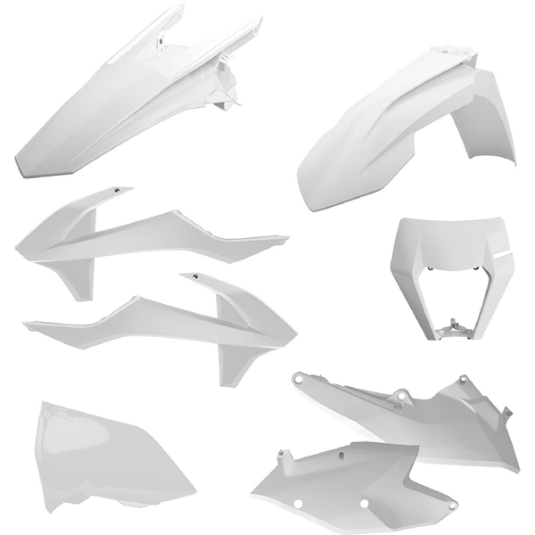 Polisport Enduro Plastics Kit With Headlight Mask - KTM EXC/EXC-F 2017-19 - White