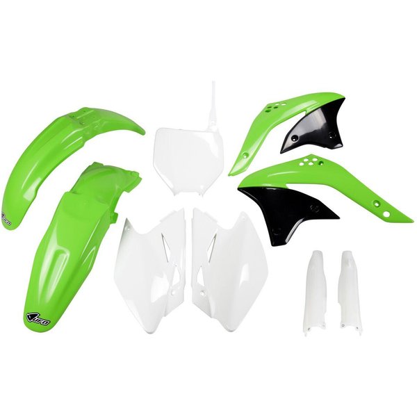 KAKIT209F@999 - UFO Replacement Plastics Kit For Kawasaki KXF450 2007 - Black/Green/OEM/White