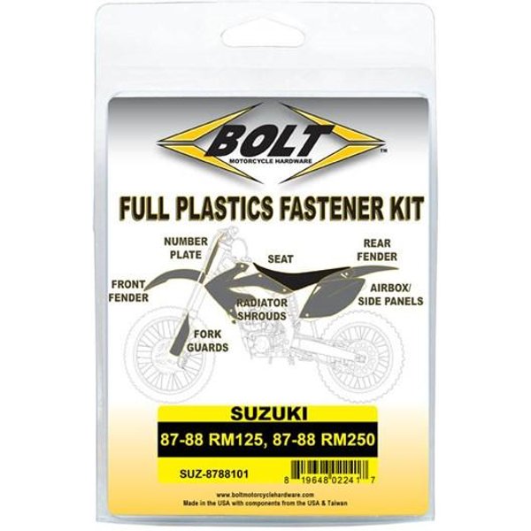 Bolt Hardware Plastic Fastener Kit - Suzuki RM 125/250 1987-88