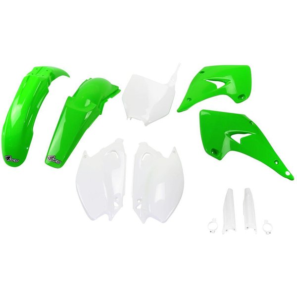 KAKIT201F@999 - UFO Replacement Plastics Kit For Kawasaki KX125 2003-2008 - Green/OEM/White