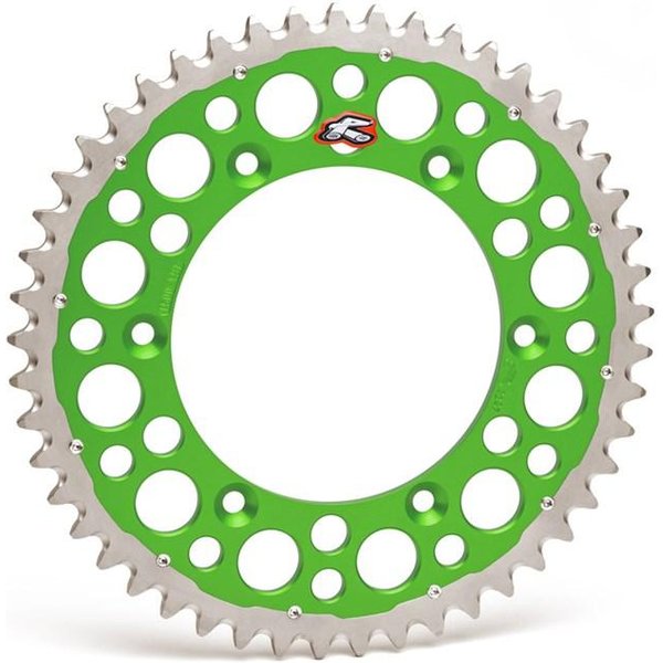 Renthal Twin Ring Rear Sprocket - Kawasaki KX 125/250 1980-2008, KXF 250/450 2004-24 - 49T Green