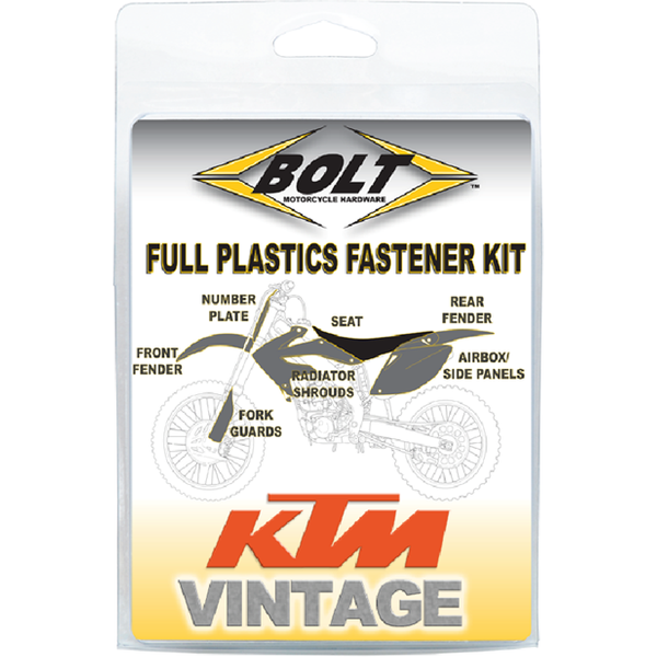 Bolt Hardware Plastic Fastener Kit - KTM 125cc-360cc 2 Stroke & 350cc-640cc 4 Stroke Models 1994-97
