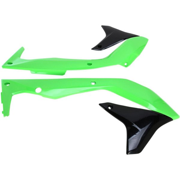 KA04736#999 - UFO Replacement Radiator Scoops For Kawasaki KXF450 2016-2018 - OEM Green/Black