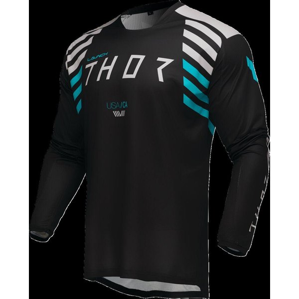 2910-8246 - Thor Launchmode Zone Jersey Large - Black/Light Grey/Sand/Turquoise