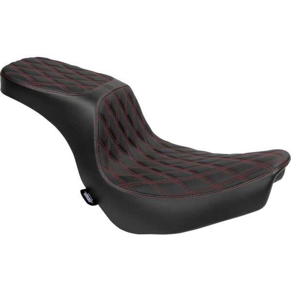 4688D - Drag Specialties Performance Predator 2 Up Seat For Harley Davidson FLSB 1750 2018-2021 Red Stitching Double Diamond - Black