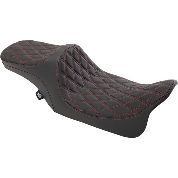 0801-1310 - Drag Specialties Predator III 2 Up Seat For Harley Davidson FLHR 1340 1997-1998 - Black/Red