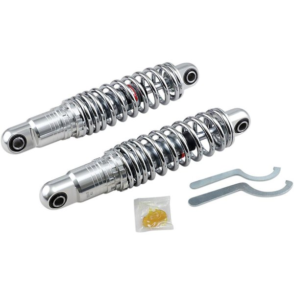 C16-0162H - Drag Specialties Premium Ride-Height Adjustable Shocks For Harley Davidson FLHR 1340 1994-1998 Rear 305.00 mm (12.00") - Black/Chrome