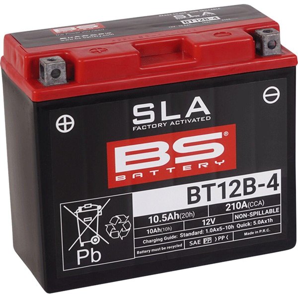 300643 - BS Battery SLA AGM Battery For Ducati 1098 2007-2008 - Black