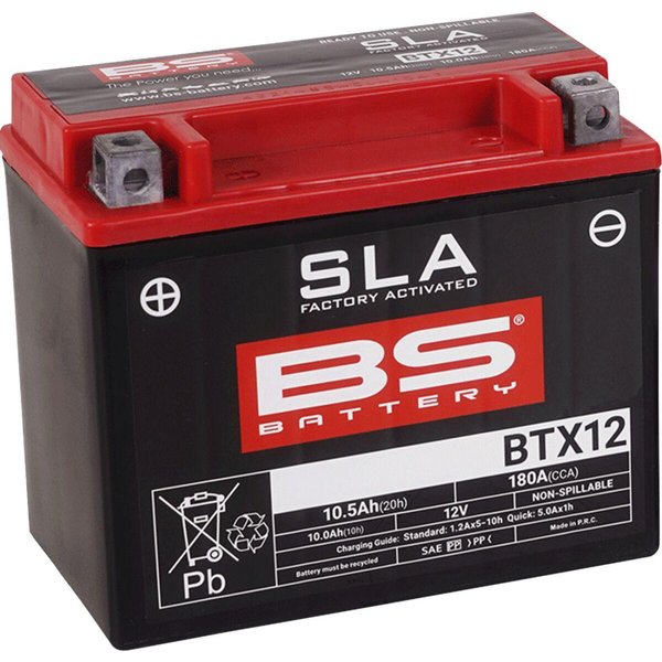 300680 - BS Battery SLA AGM Battery For Arctic Cat Textron 250 2X4 2006-2007 - Black