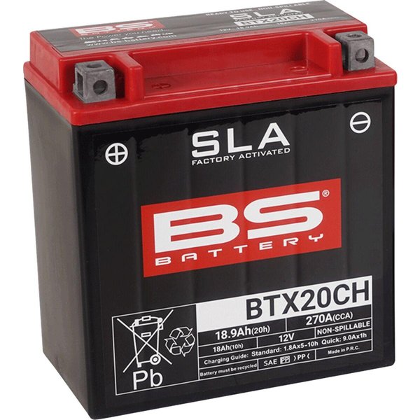 300766 - BS Battery SLA AGM Battery For Moto Morini 9 1/2 1200 2006-2010 - Black