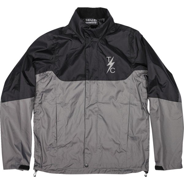 TMJ-11-10 - Thrashin Supply Co Mission Waterproof Rain Jacket Large false - Black/Grey
