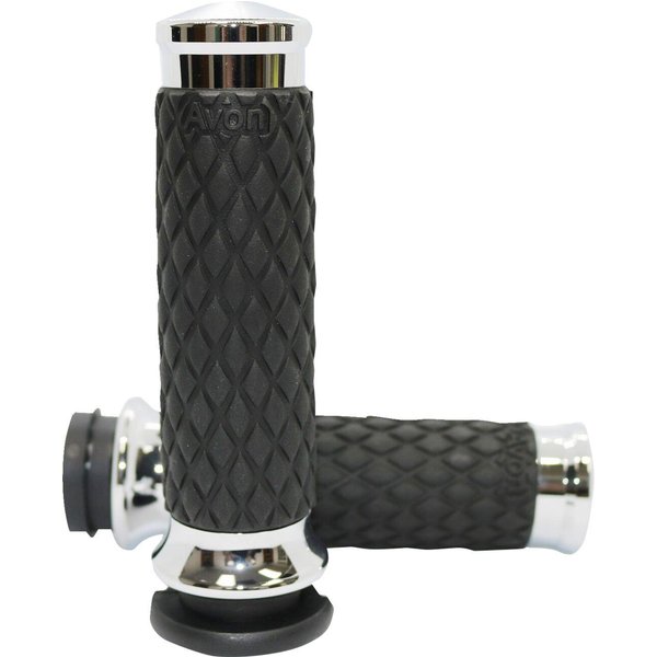 DIA-60-CH - Avon Grips Diamond Contour Grips For Harley Davidson FLDE 1750 2018-2019 - Black/Chrome